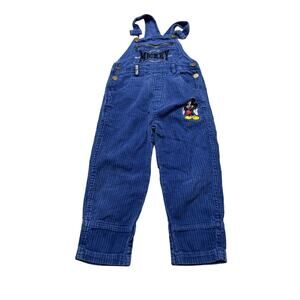 Vtg 90s Disney Mickey For Kids Corduroy Overalls Blue Bibs Size 4T